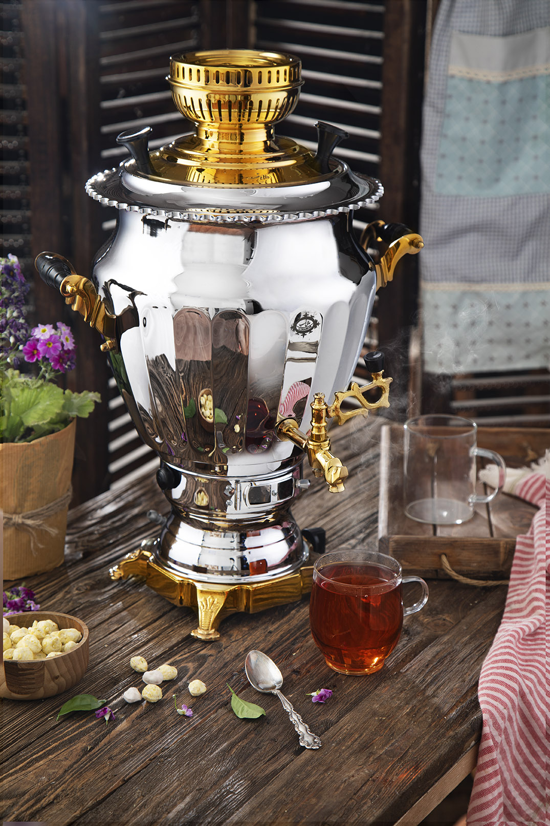 Negin Nafis (Golden) 6 Liters Gas Burning Samovar