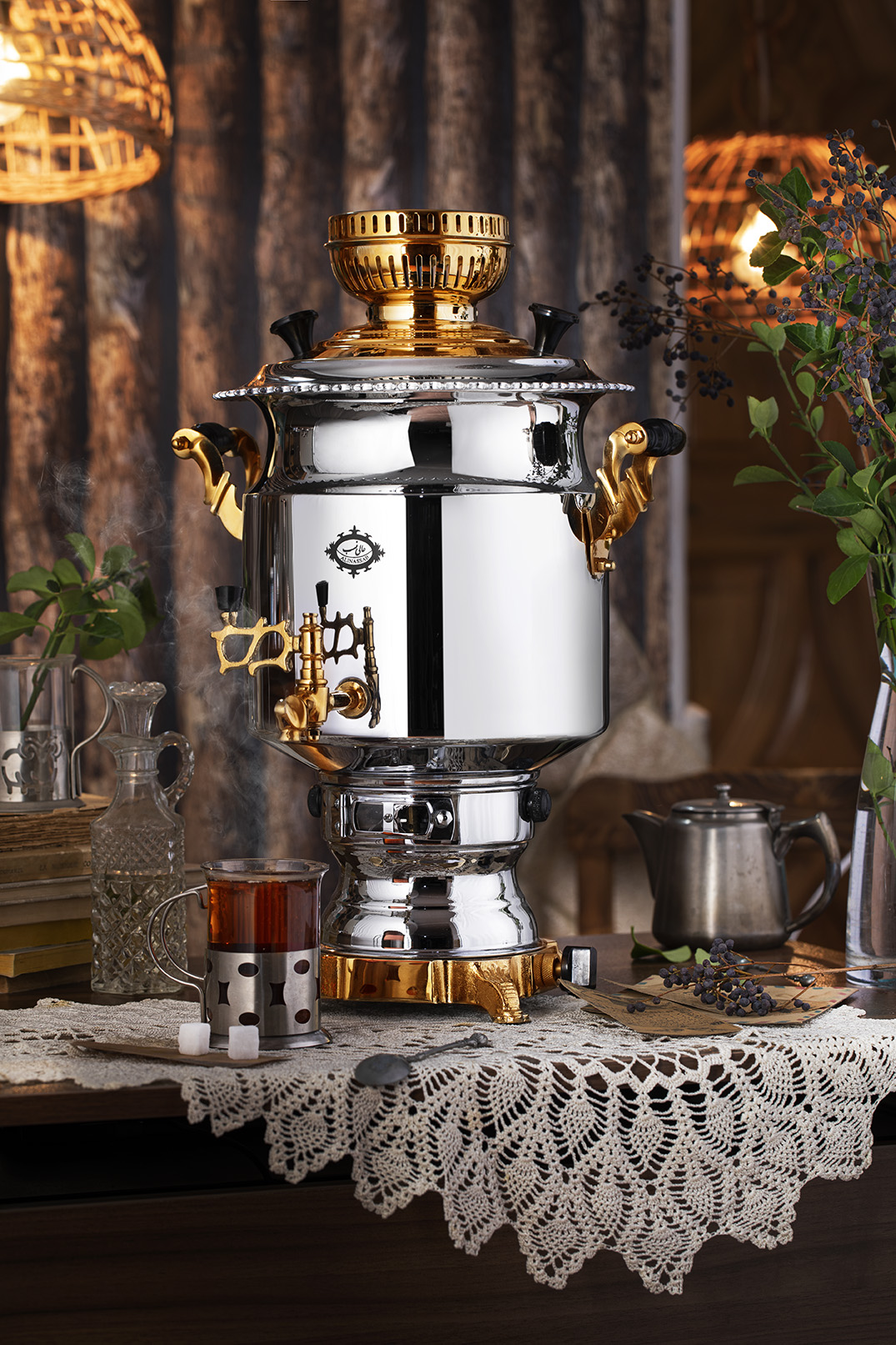 Abtin Nafis (Golden) 6 Liters Gas Burning Samovar