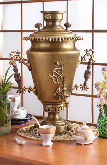 سماور تزیینی یاقوت آنتیک طرح یاس - 5 لیتری